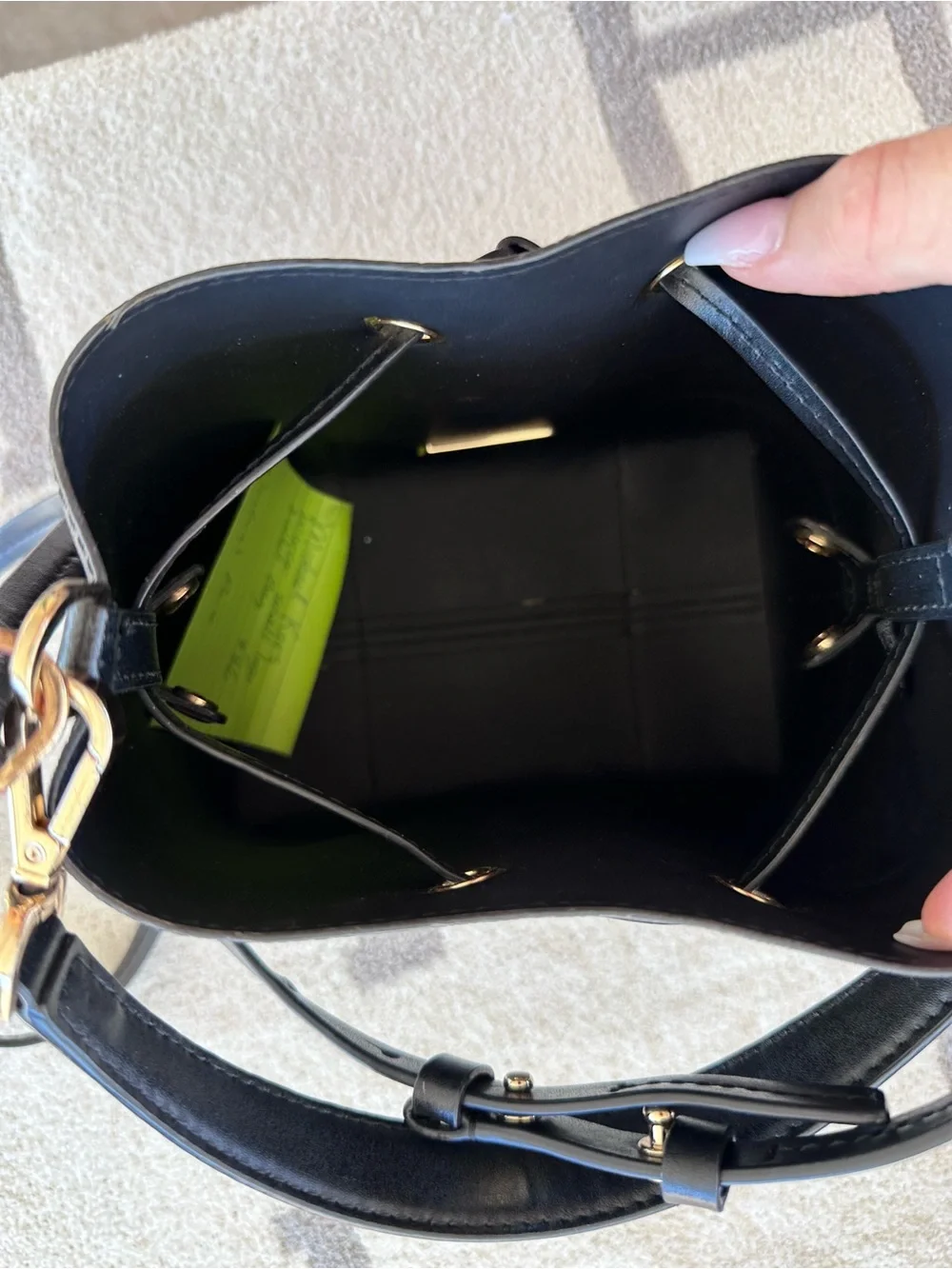 Michael Kors Brown Monogram Drawstring Shoulder Bag with Black Trim